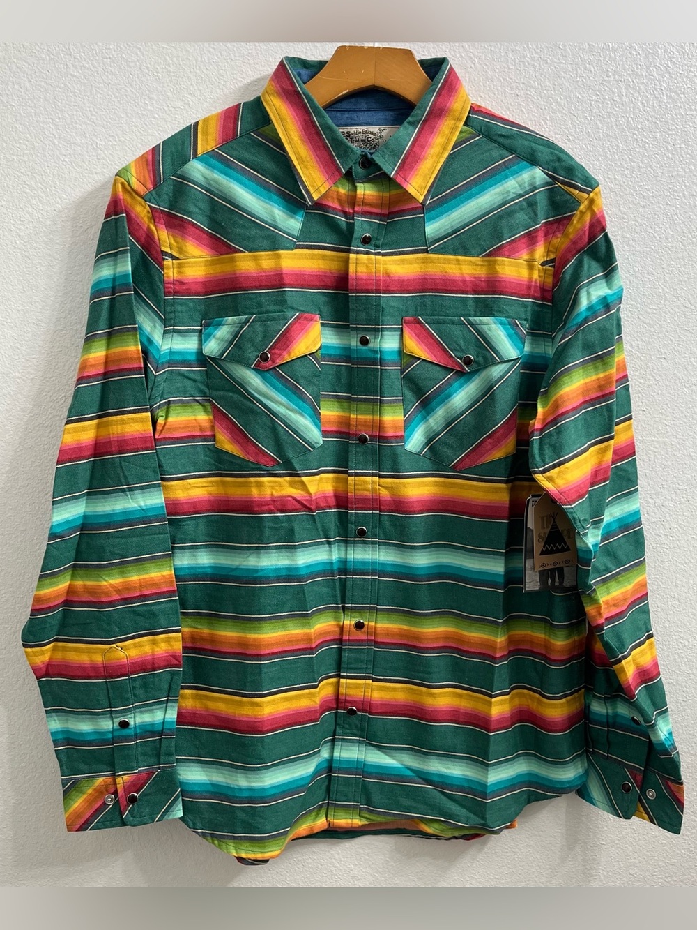 TP Saddle & Blanket Company Pearl Snap Shirt Mens Medium Colorful Long Sleeve